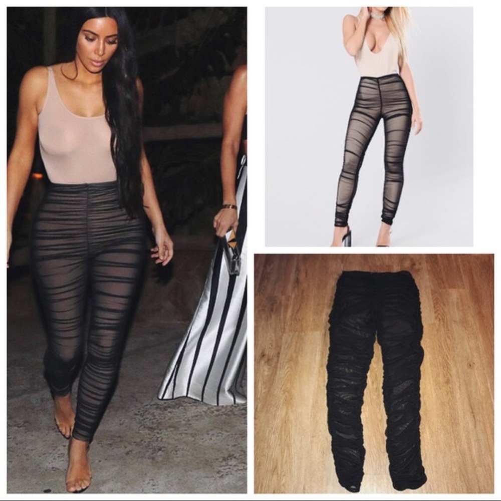 Plus Size Gstage Love Ruched Mesh Leggings